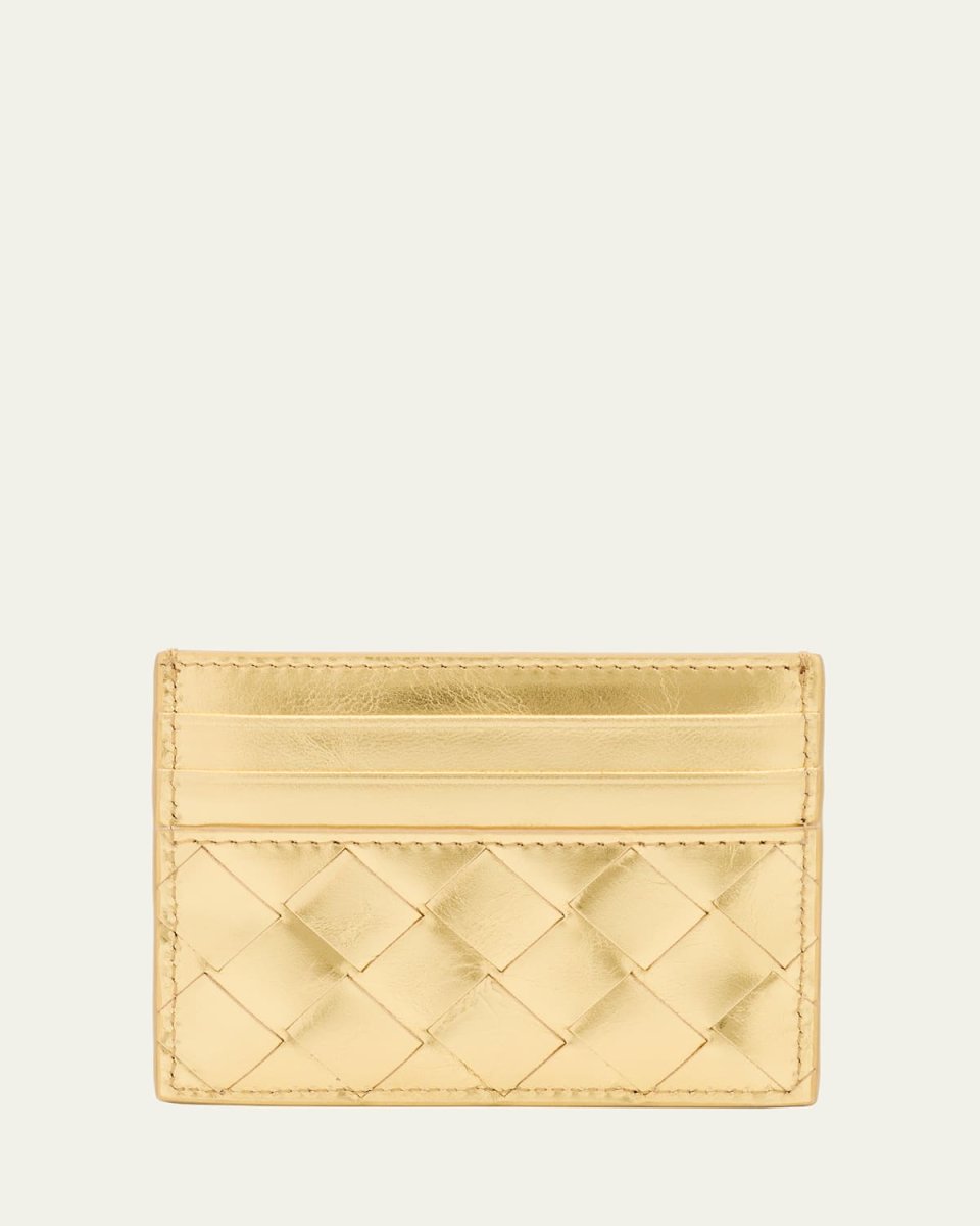 Intrecciato Metallic Leather Card Case
